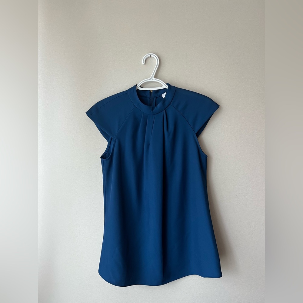 S | Calvin Klein Blue Women's Cap-sleeve Blouse